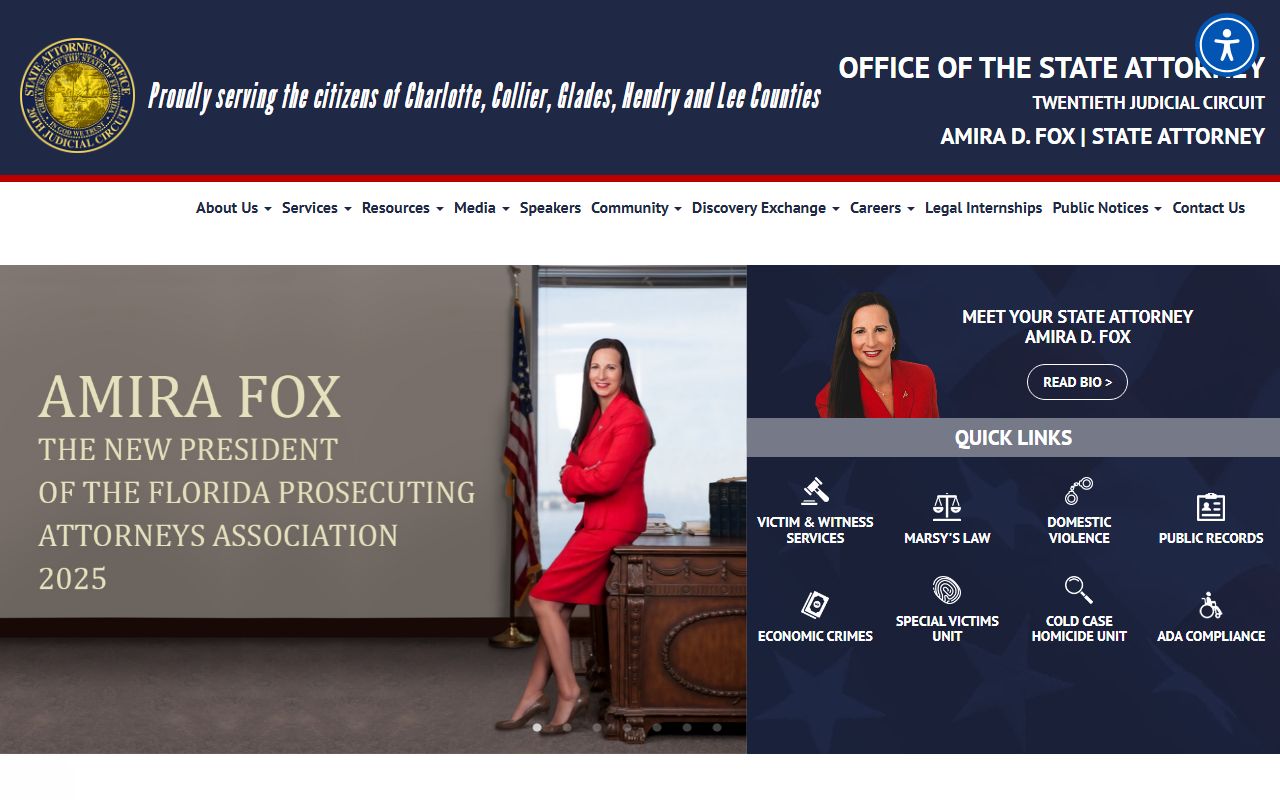 Glades County State Attorney Twentieth Judicial Circuit office homepage